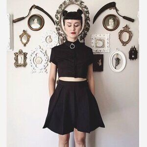 Deandri - Bonnie pleated BLK skort with pockets - size: XL (fits 30-32 waist)